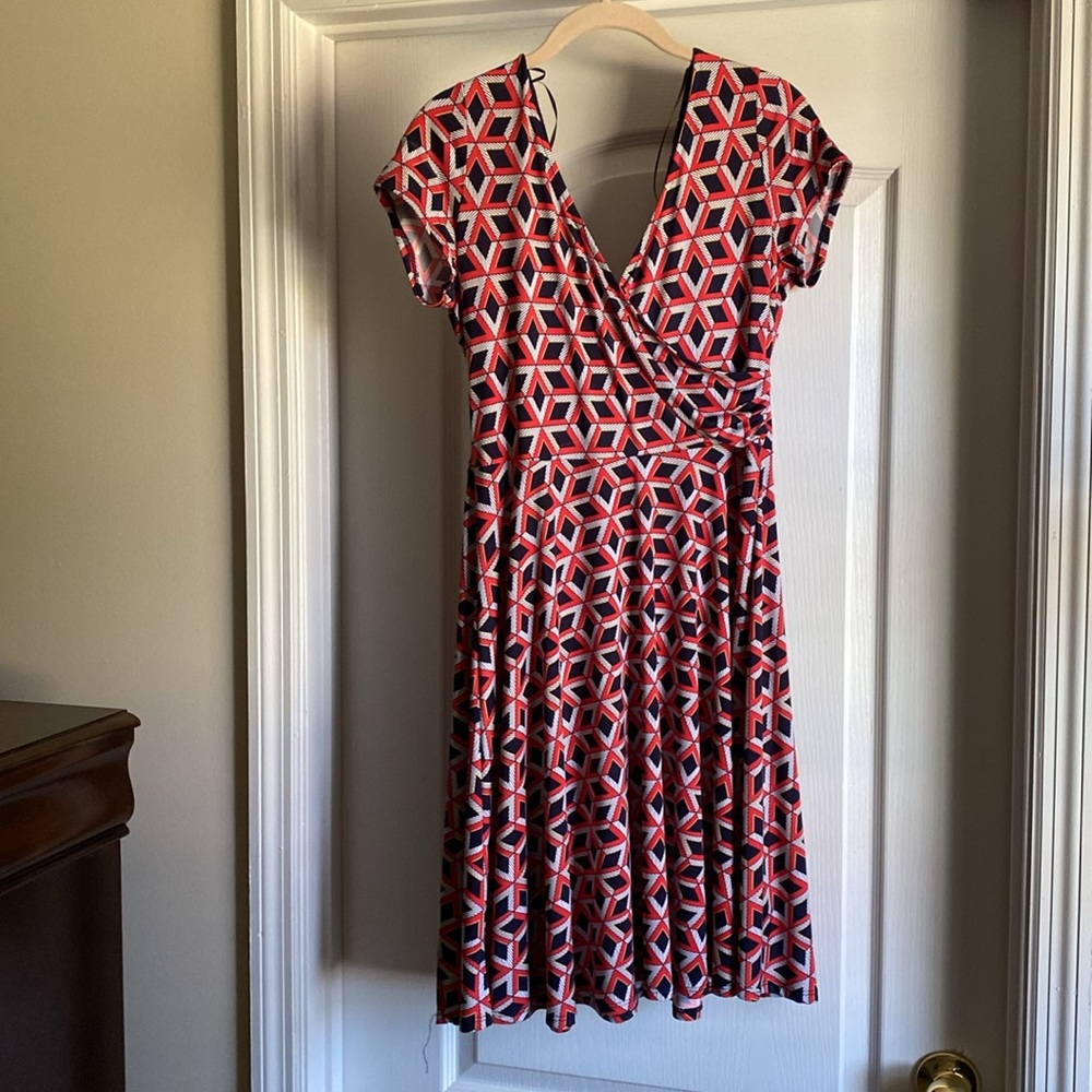 Kaileigh Red and Black Geometric Dress
